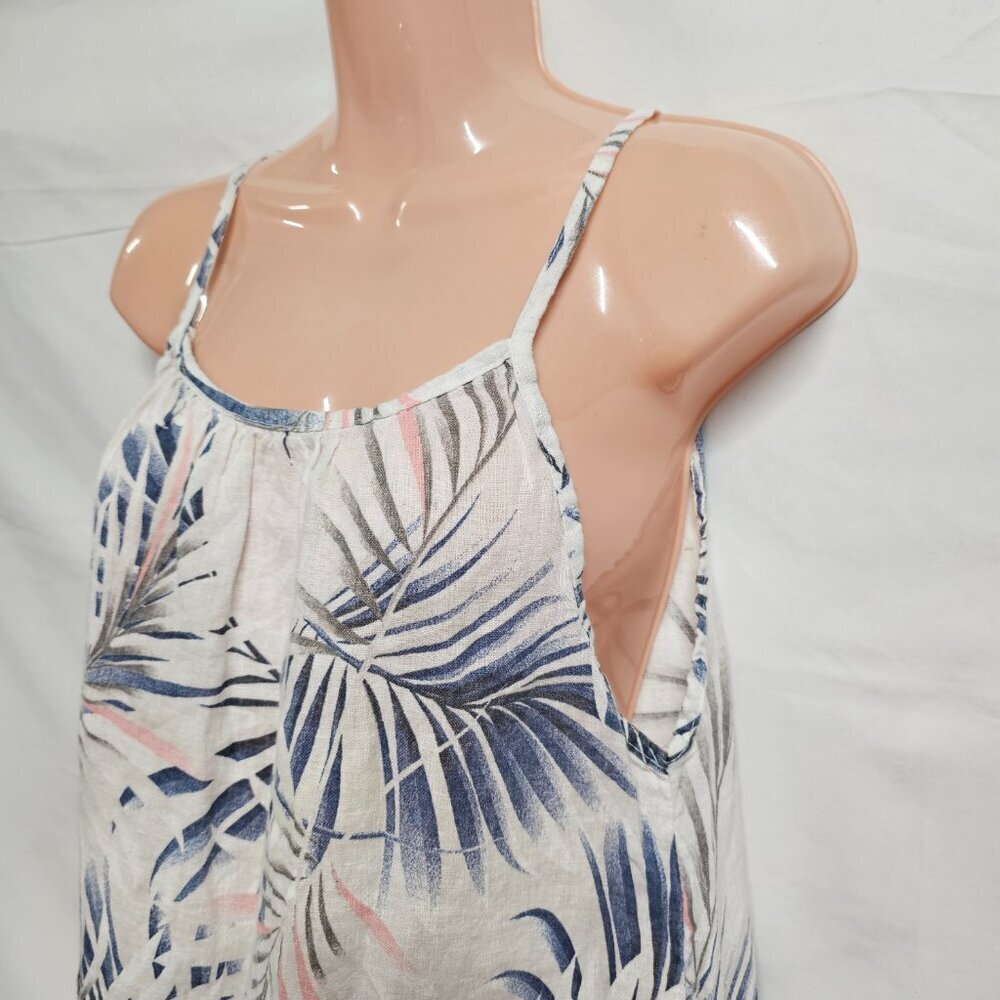 Lungo L'arno Tropical Sun Dress Women Size M White Linen - Picture 2 of 14